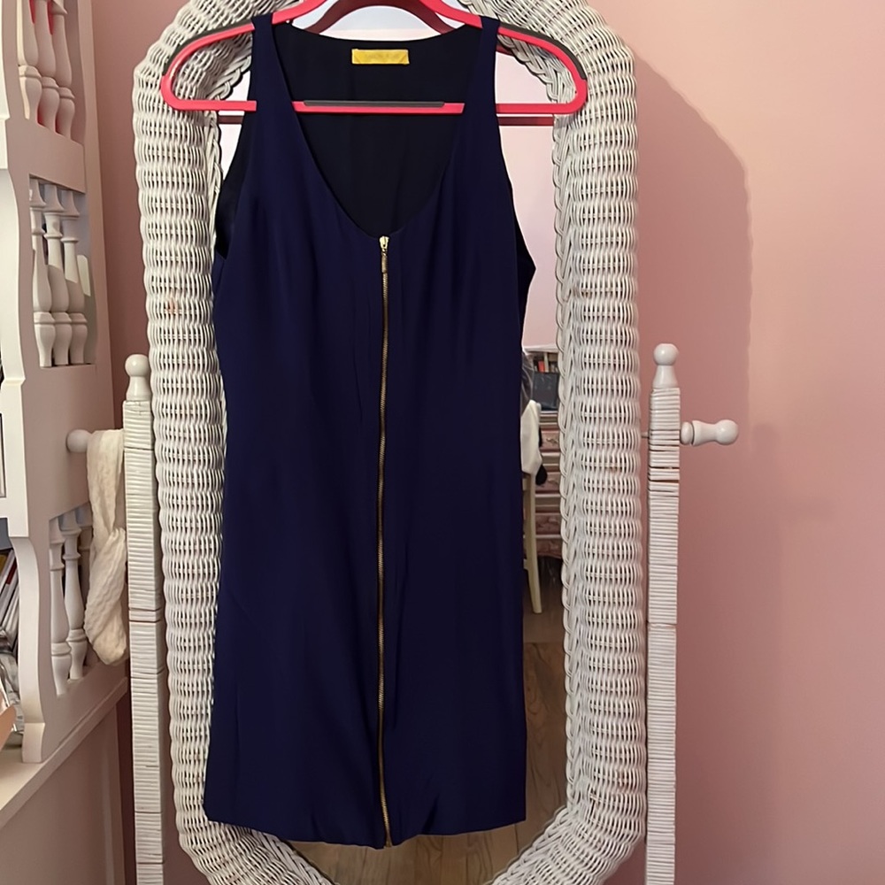 AARON ASHE Ladies blue purple silk dress.